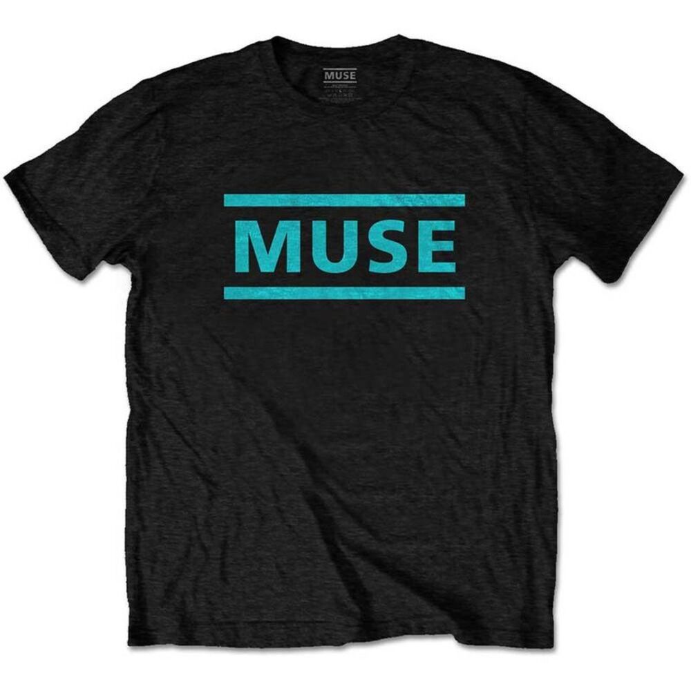 Muse Unisex Adult Logo Cotton T-Shirt / Black/Light Blue